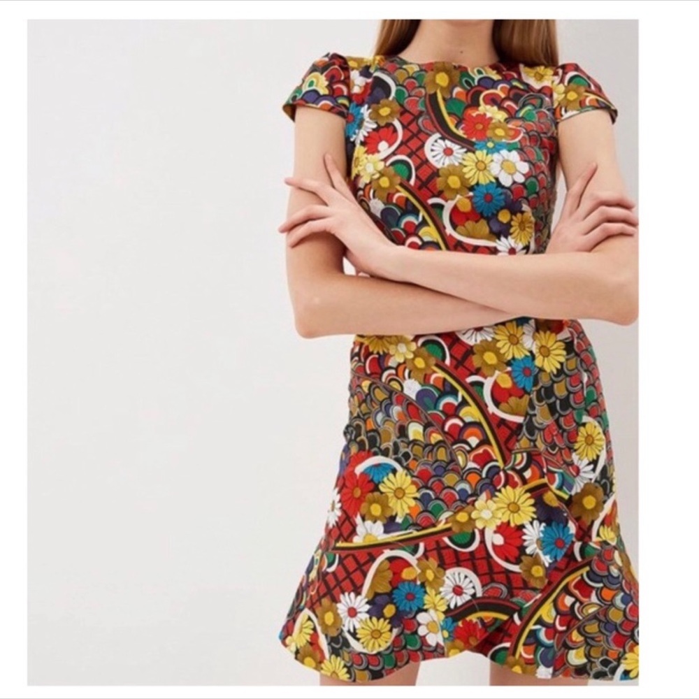 Alice + Olivia Kirby Ruffle Short-Sleeve Dress Sz 2 - Picture 4 of 9